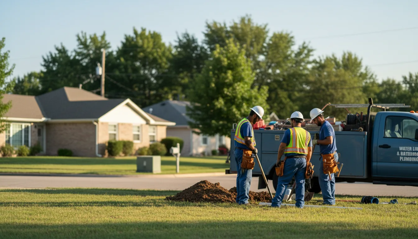 Residential water line and bathroom plumbing service in Bradley, OK
